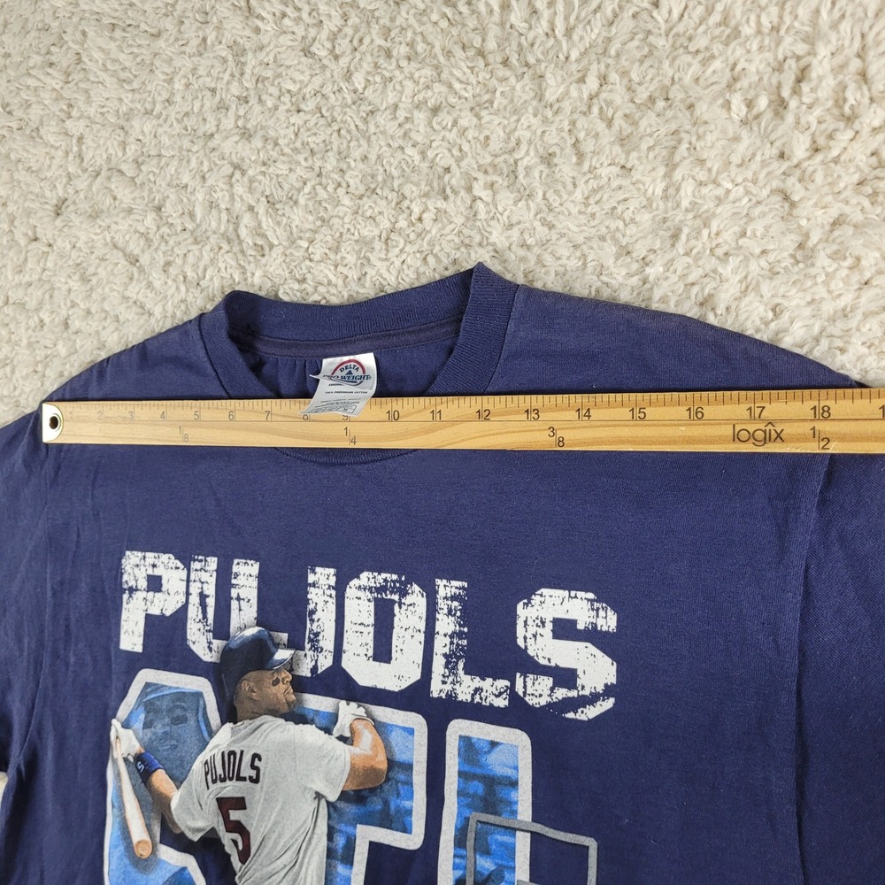 Vintage Albert Pujols STL Cardinals T-Shirt Mens M Blue Graphic Tee Short Sleeve - Picture 3 of 9